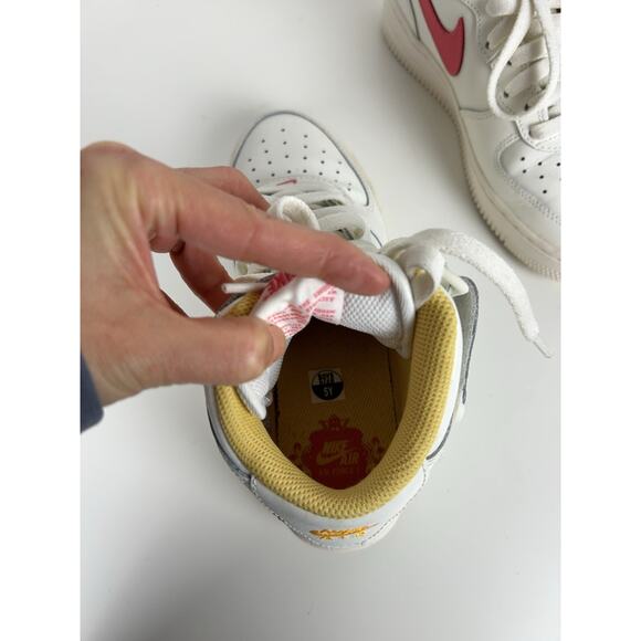 Nike Air Force 1 High Top Youth 5Y White Pink Yellow - Picture 5 of 6